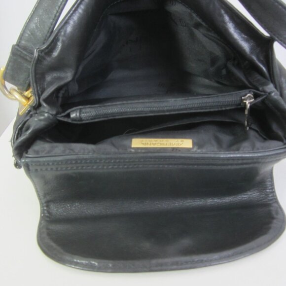 Vtg Americana By Sharif Black Glove Leather Shoulder Cross Body Bag Minimalist - Picture 13 of 15